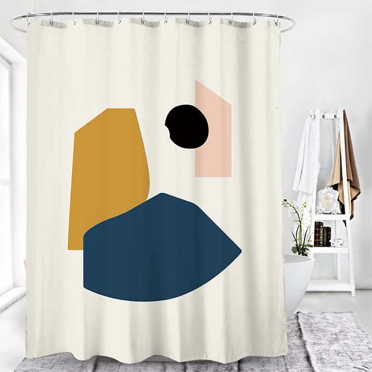 

Hot Sell Digital Printing 100% Polyester 90GSM Waterproof Bathroom Curtain Abstract Painting Printing Shower Curtain