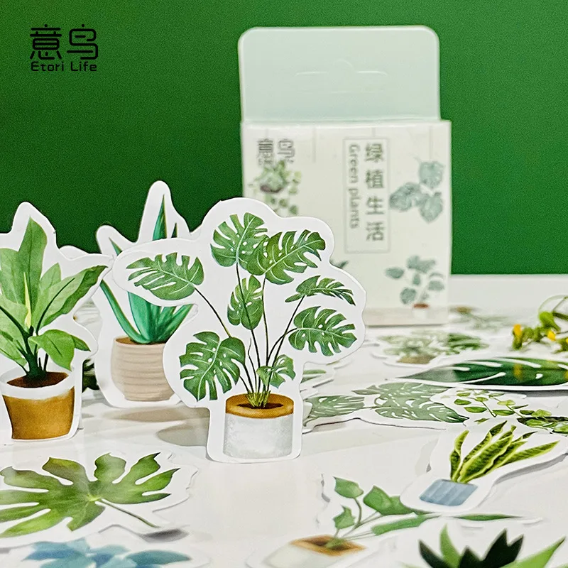 

46pcs per pack Green plant life boxed sticker hand account diary diy decorative stickers Deco Scrapbooking Planner Paper Sticker