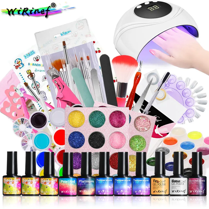 

Nail Gel Polish Set Manicure Nail Art Salon 24W UV Gel Peel Off Base Coat Long Wear Top coat Kit Private Label, Customised