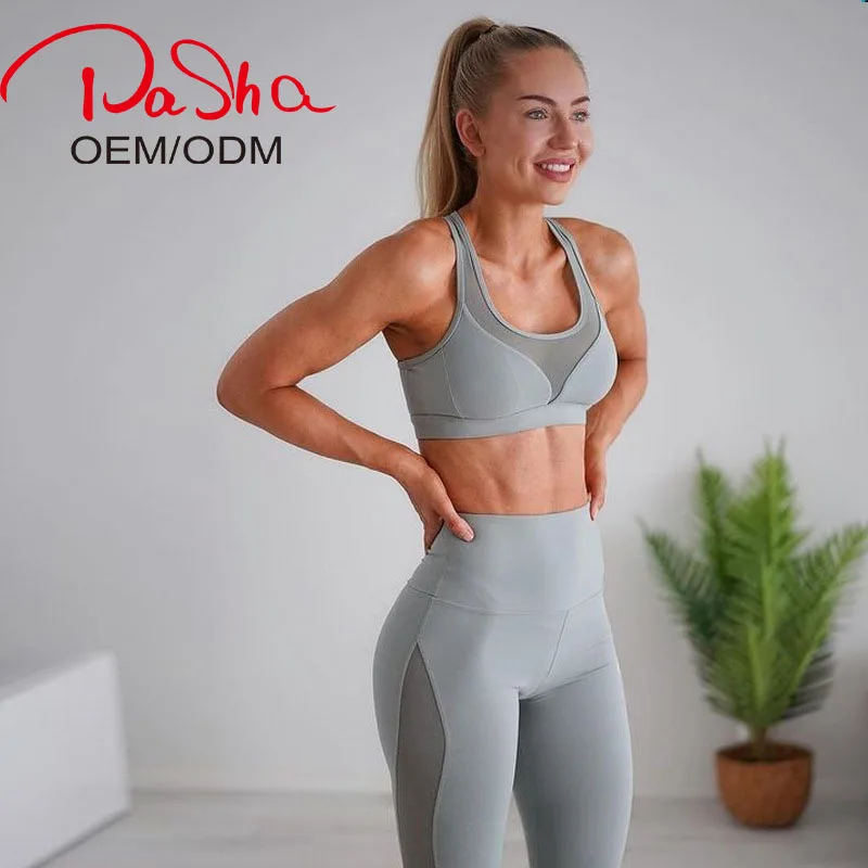 

Pasha Sunshine 2021 new custom sports suit, mesh bra, yoga gym suit and hip lift two-piece, 3 colors