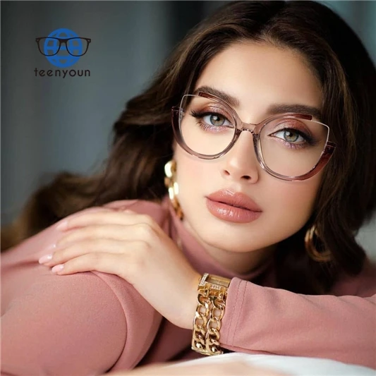 

Teenyoun Eyewear Semi Tr90 Frame Personality Design Gradient Colors Glasses Blue Light Blocking Eyeglasses Frames For Women