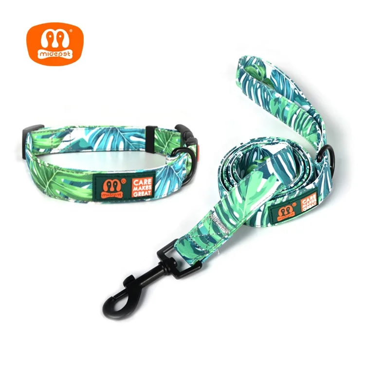 

Midepet pet supplies new design dog leash lead 2021 dog products waterproof cat puppy collar pet collars leash set, Black,orange,red,customized
