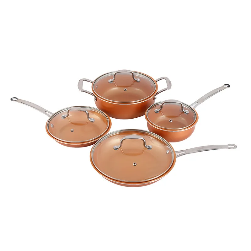 

4 pieces gold suit Aluminum pans nonstick coating cookware sets with stainless steel handle