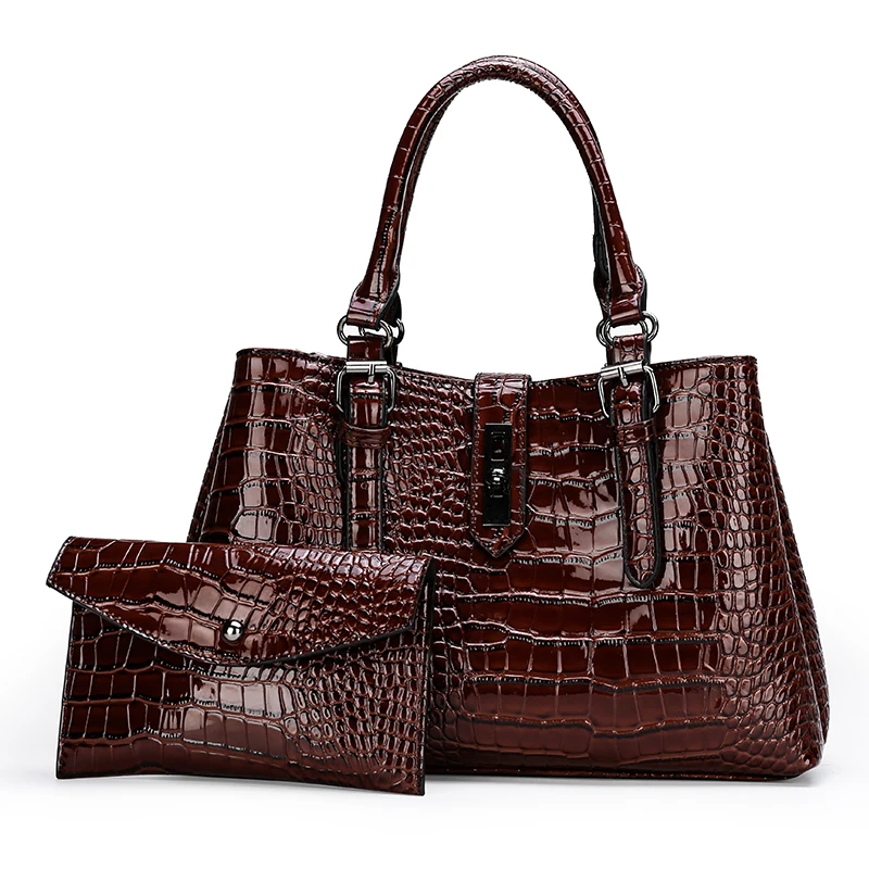 

Women fashion large capacity hand bag purse handbag set crocodile 2 in 1 tote bag, Customizable