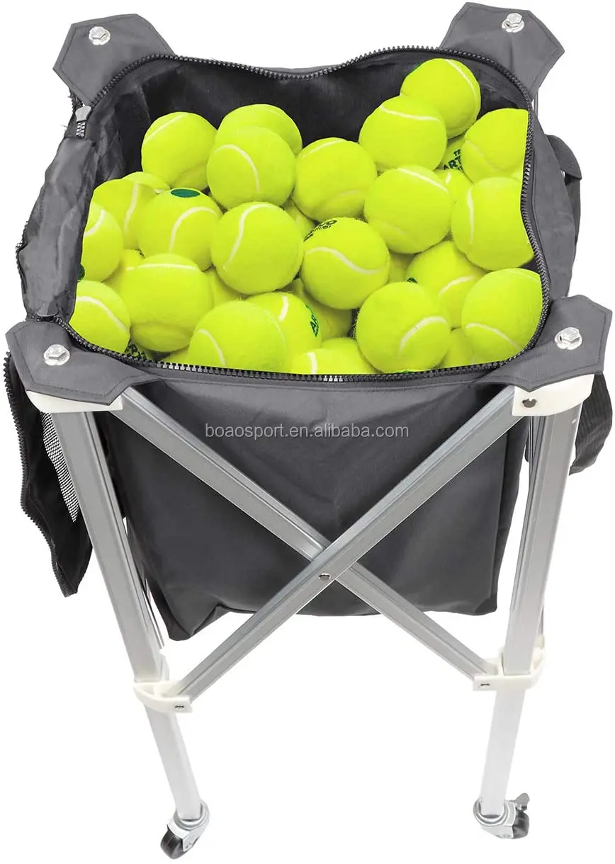 Portable Tennis Ball Hopper Basket With Wheels Carrier For 150