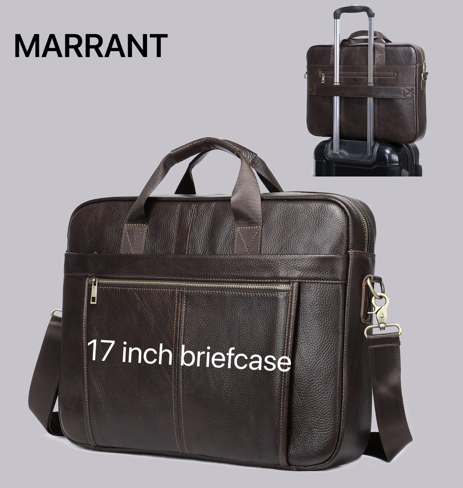 

Marrant 5013 Men Bags Genuine Leather Men Briefcase 17 inch Laptop Bag Business Computer Handbags Messenger Bag Briefcase, Coffee,black