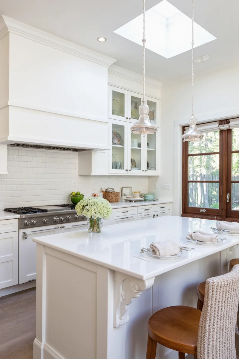 Large kitchen island with bar stools