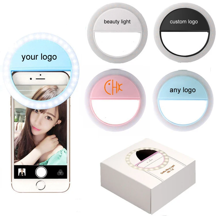 

Hot sale rechargeable LED Selfie Ring Light 36 LED Universal fill light Ring Mounted for smartphone, Pink, blue,black, white