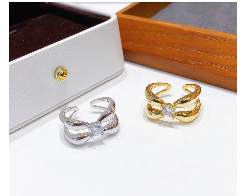 

New Simple and Versatile Single Diamond Opening Adjustable Ring Women's fashion jewelry 2023 wholesale women accessories