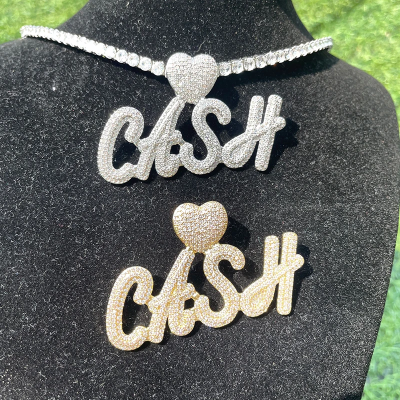 

Hip Hop Custom Name Necklace Personalised CZ Baguette Initial Letter Pendant Necklace Alphabet Rapper Jewelry for Men Women