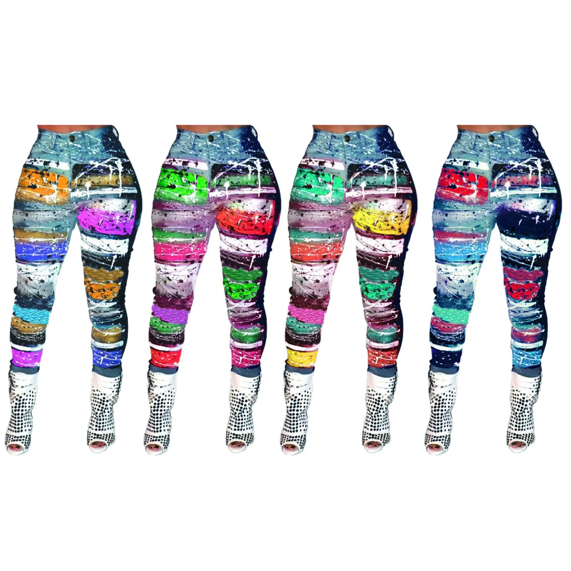 

91107-MX94 latest 2019 style colorful print plus size trousers sehe fashion