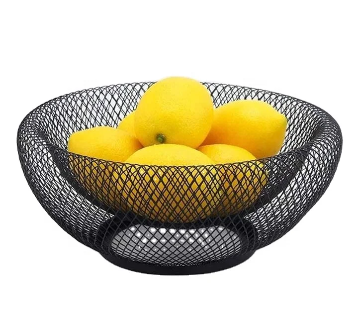 

Nordic Double Layered Iron Wire Hollow Storage Fruit Vegetable Basket Picnic Tray Metal Food Bread Dishes, Black/gold