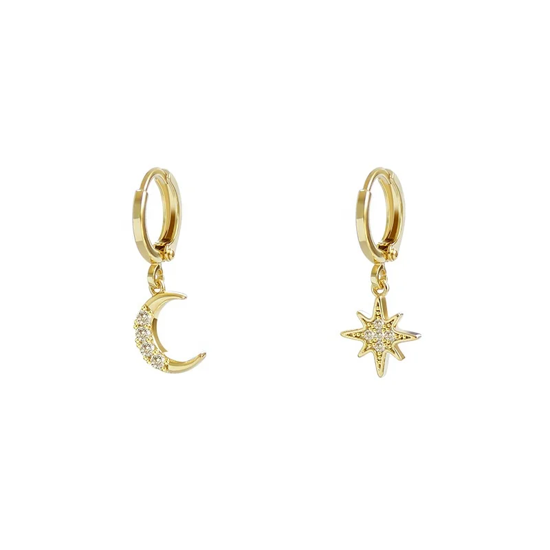 

Factory Wholesale Newest Moon And Star Pendant Cuff Designer Earrings Popular Brands 2021