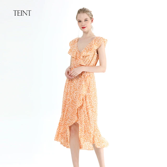 

Fashion Women Dress Lady Elegant Summer Casual Ruffles Sleeveless Lady Chiffon Dresses