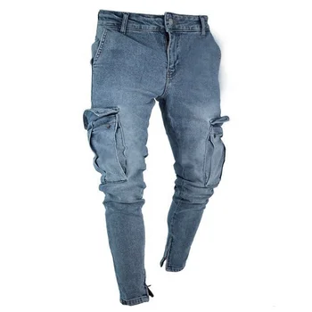 blue jeans cargo pants