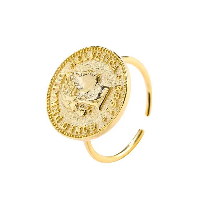

Latest gold jewelry head coin simple adjustable minimalist ring