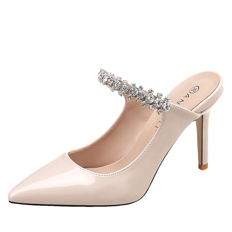 

Summer new style luxury rhinestone female Baotou single shoe buckle stiletto sandals Small one yards