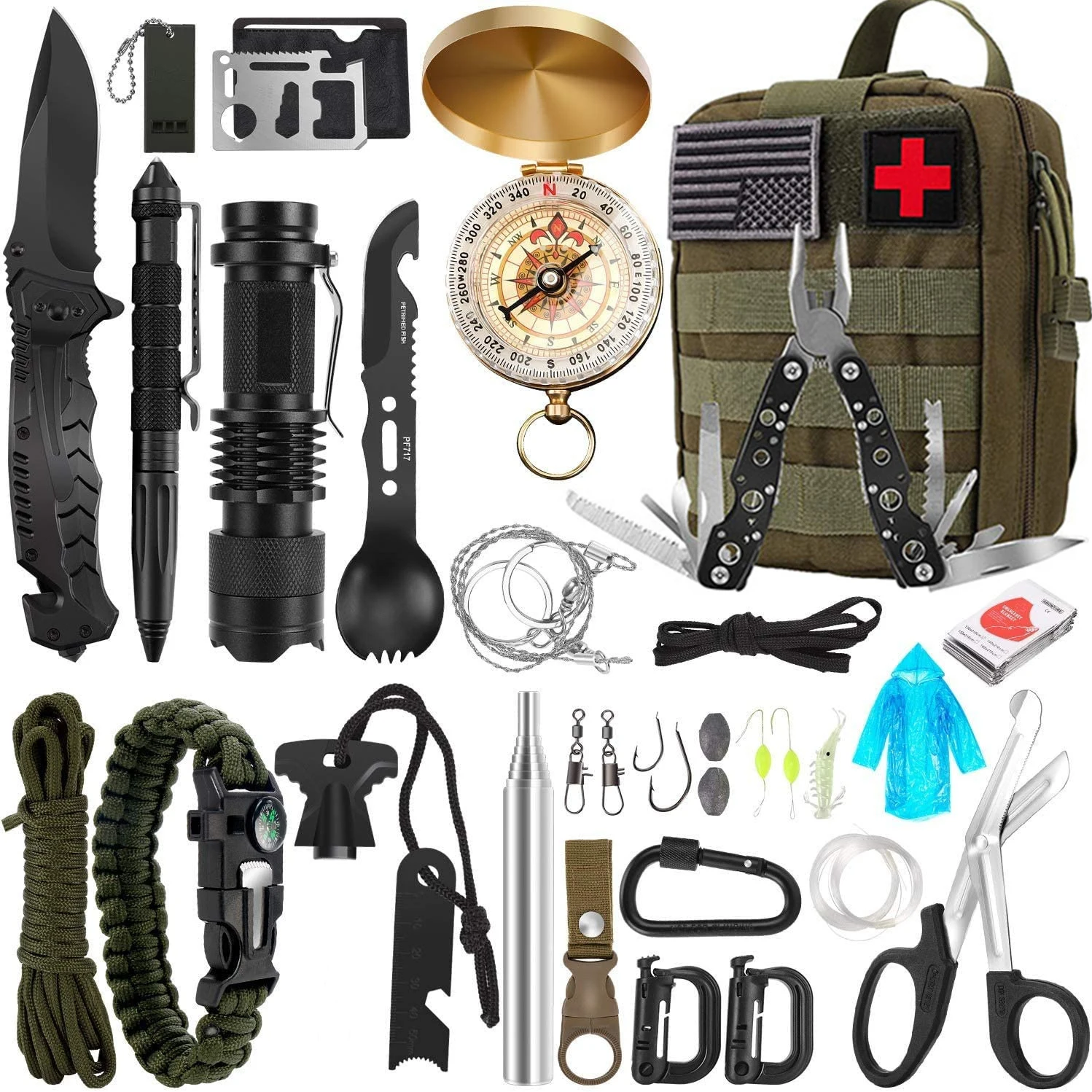 

Emergency Outdoor 32 in 1 Survival Gear Tactical First Aid Camping Equipment Supplies Kits Survival Tool