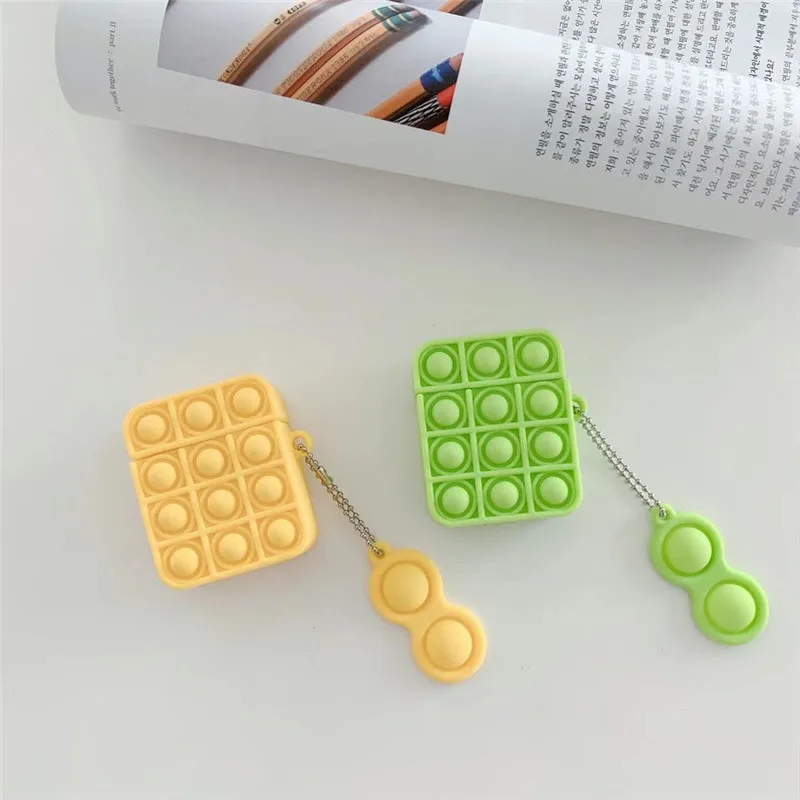 

Earphone Case For 1 2 Pro Reliver Stress Pop Fidget Toys Push Bubble Antistress Sensory Toys Soft Silicone Cover