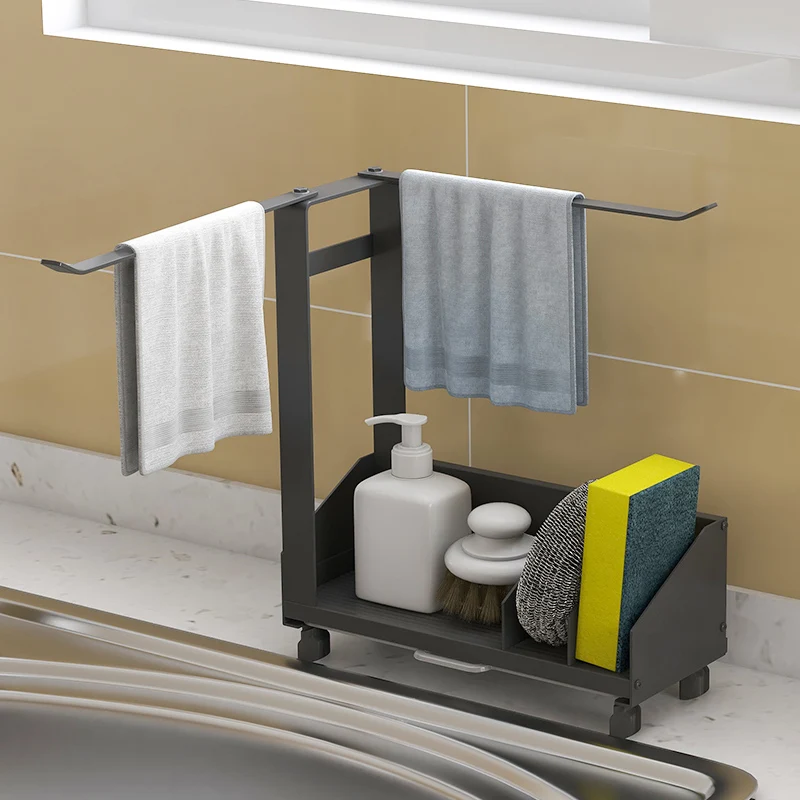 

Freestanding or Wall-Mounted Stainless Steel Kitchen Sink Caddy Organizer Soap Brush Dishcloth Sponge Holder