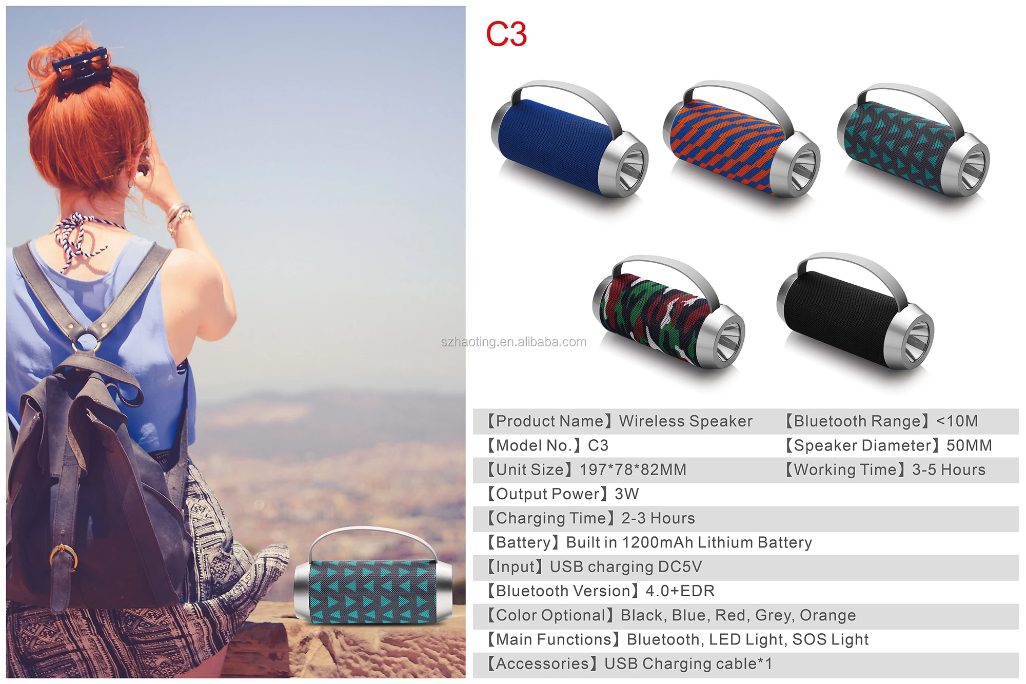 High quality fm usb tf mp3 music player wireless bluetooth speaker built in torch - ANKUX.COM
