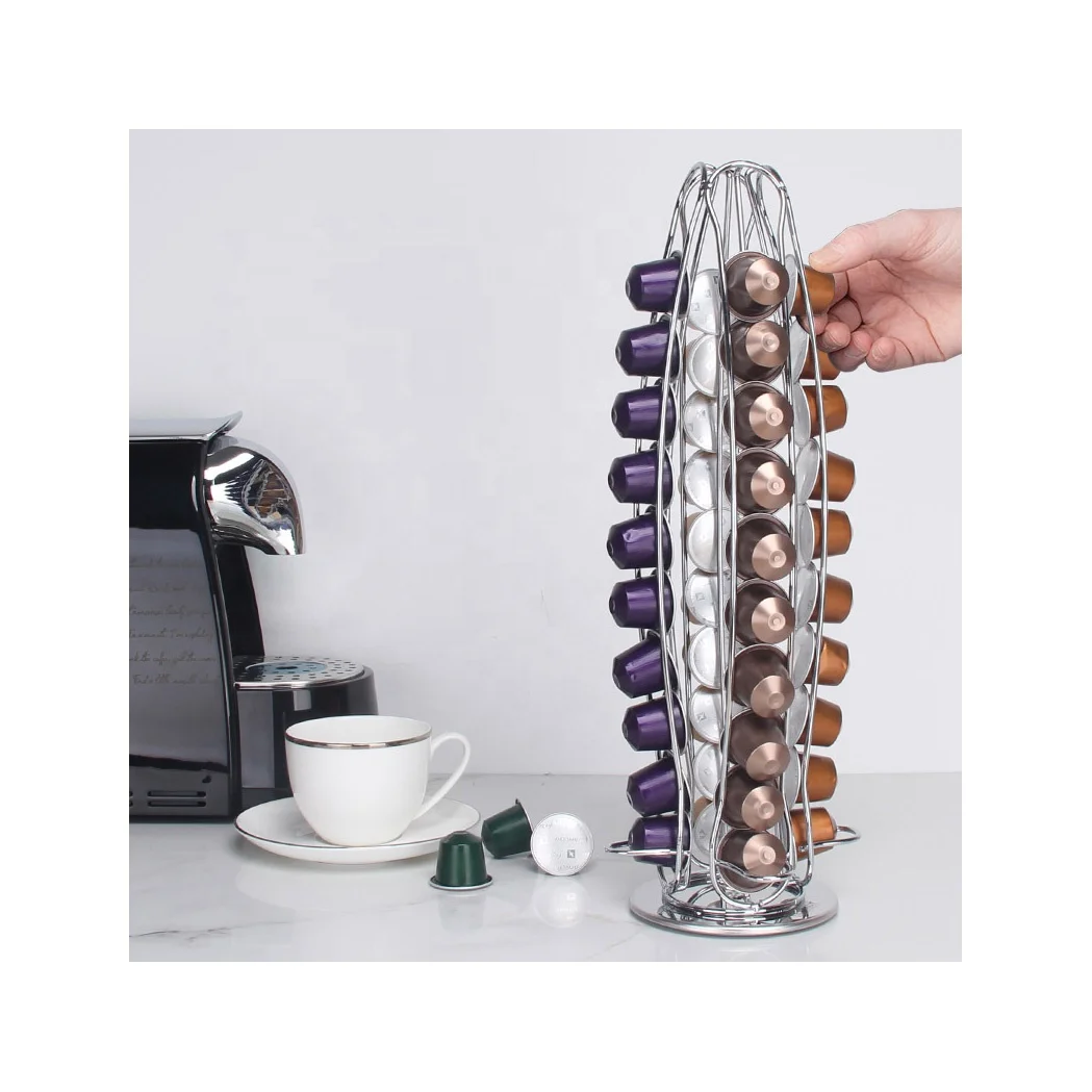 

coffee capsule holder compatible with nespresso classic pods 40pcs 360 rotating pod tower rack only for Nespresso pod holder