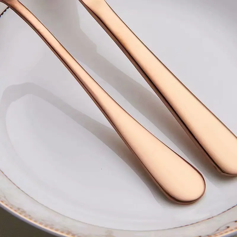 
Inventory wholesale 4 pieces rose gold custom hotel restaurant cheap stainless steel cutlery set 