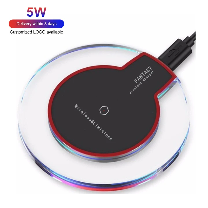 

2021 Portable Mini Travel Android Cell Qi Cellphone Smart Mobile Micro USB Wireless Charger Pad for Iphone 12 Pro Max I Phone 11, Black white