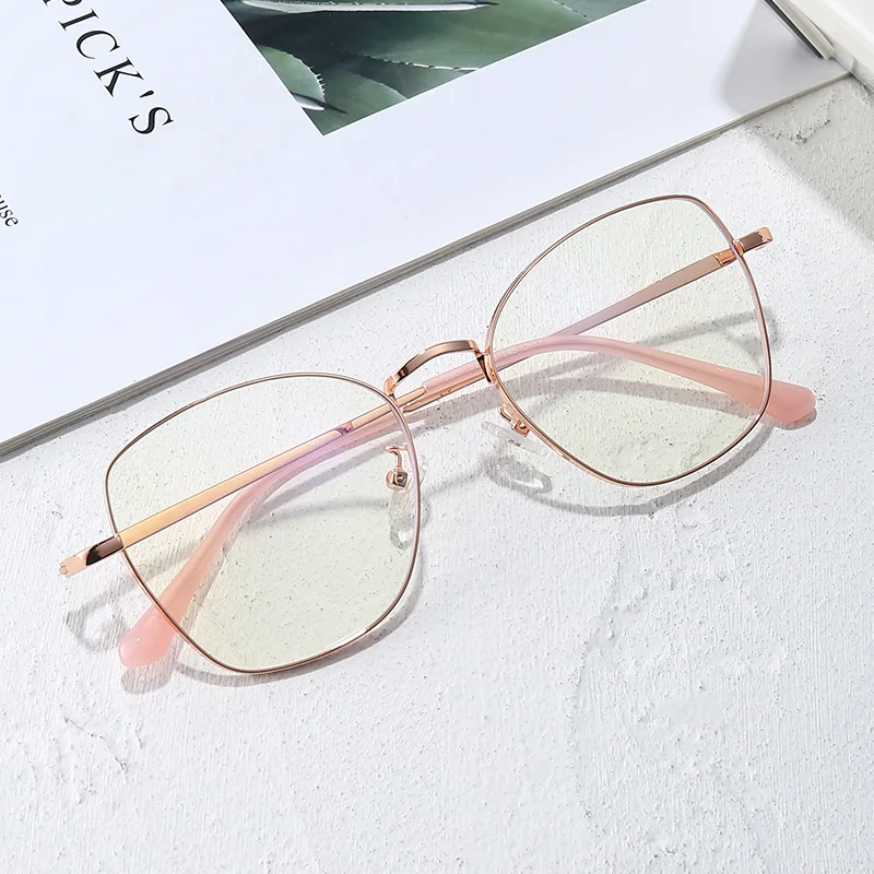 

vendors wholesale custom cases logo pink metal frame eyeglasses, 6 colors