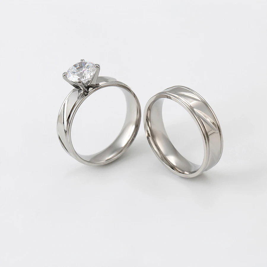 

R-167 XUPING latest designs jewelry women mens couple wedding cubic zirconia diamond cz engagement wedding ring set white gold