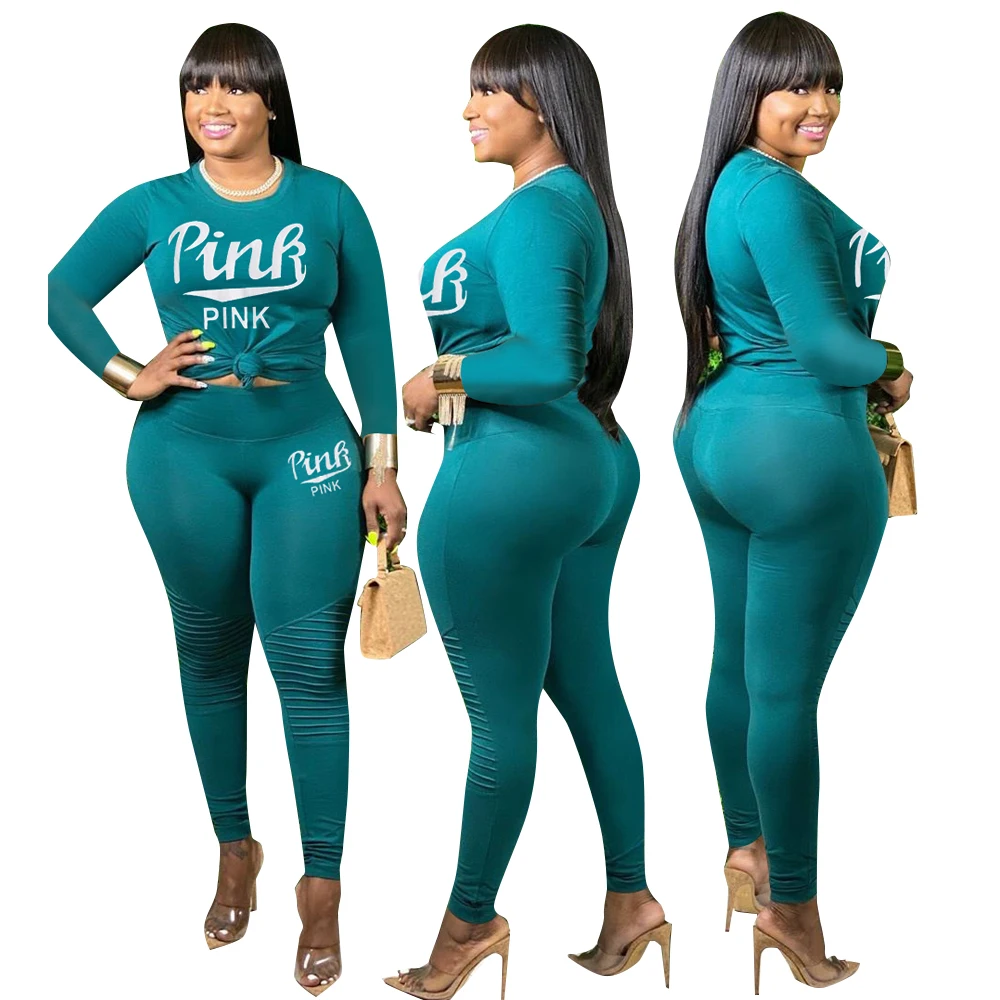 

Summer 2021 plus size hot women's letter print shirt casual two-piece set