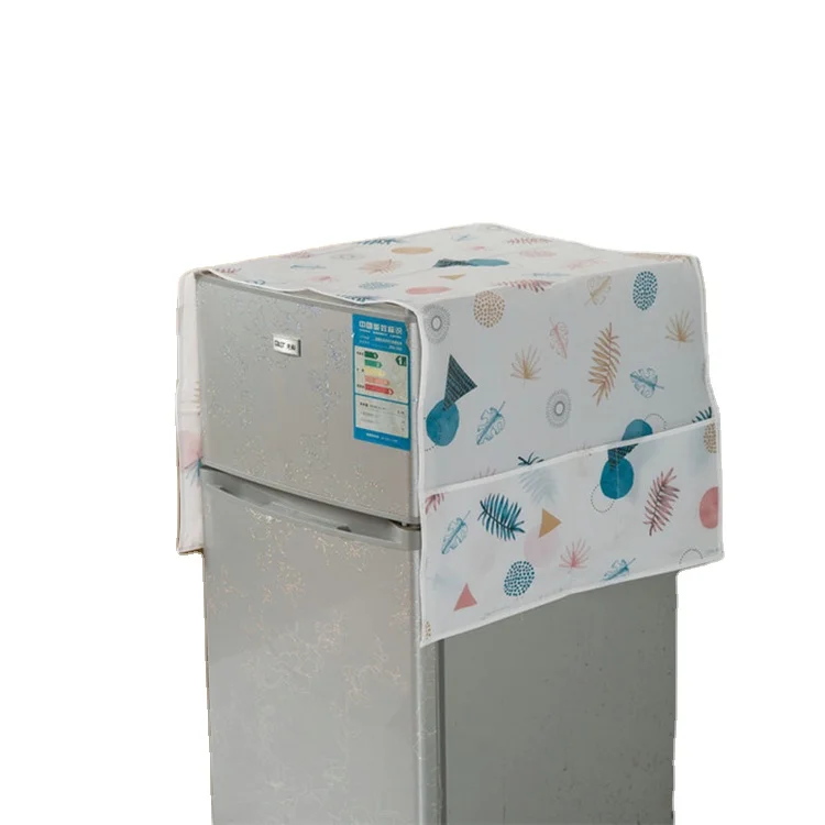 

Multi-purpose Fridge Top Cover Single Door Refrigerator Dust Proof Cover with Storage Pockets, Printing