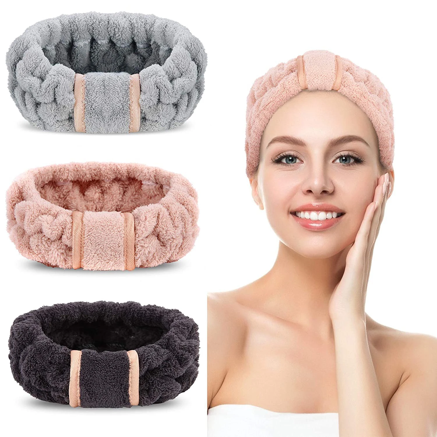 

Cute Bowtie Facial Soft Coral Fleece Elastic Hairband Makeup Bath Headbands For Women Cosmetic & Facial Spa