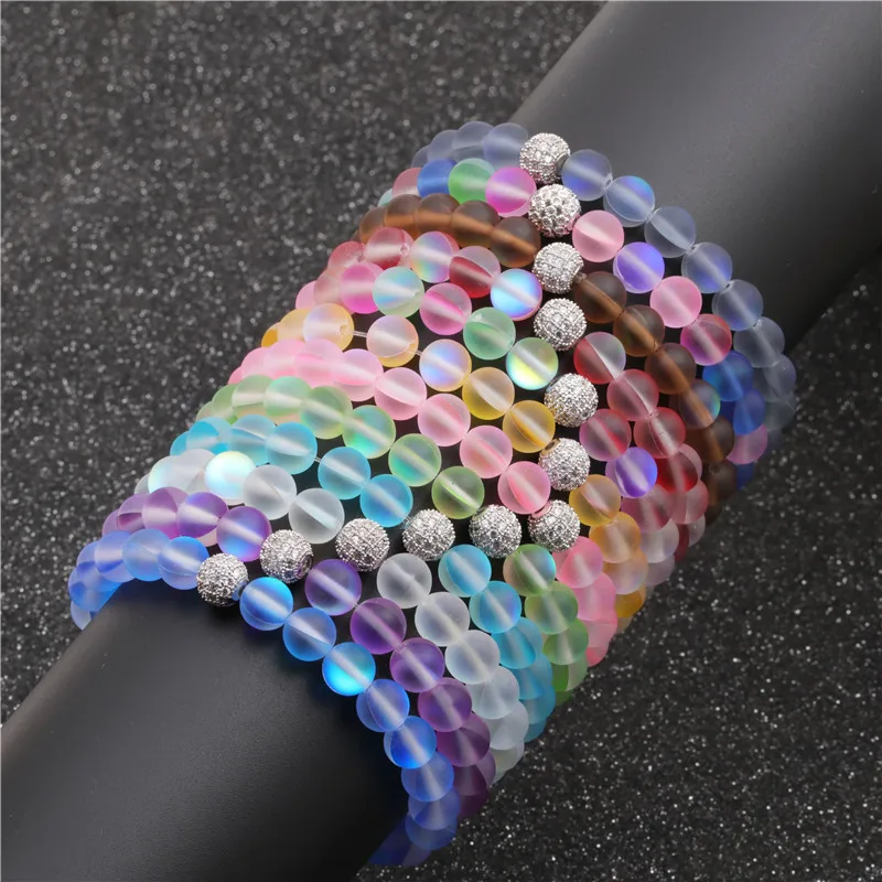 

Hot selling yiwu iewerly 8mm drills the ball elastic beaded charms moon stone bracelet women, Picture