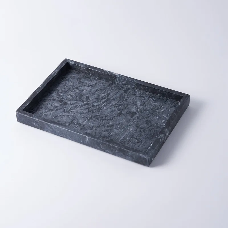 

Wholesale Custom Black Rectangle Marble Decorative Tea Serving Tray Restaurant Wine Serving Tray