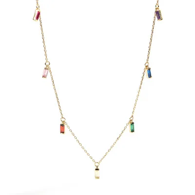 

Colorful Zircon Necklace Light Luxury Design Necklace Jewelry, As picture