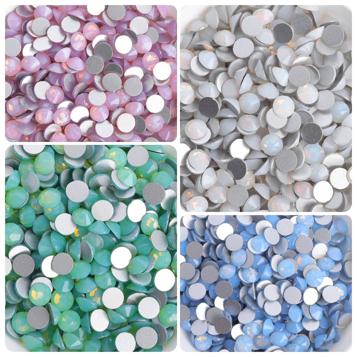 

SS3-SS30 Non Hot Fix Glass White Opal Flat Back Crystal Stone Rhinestones For Nail Art Decoration