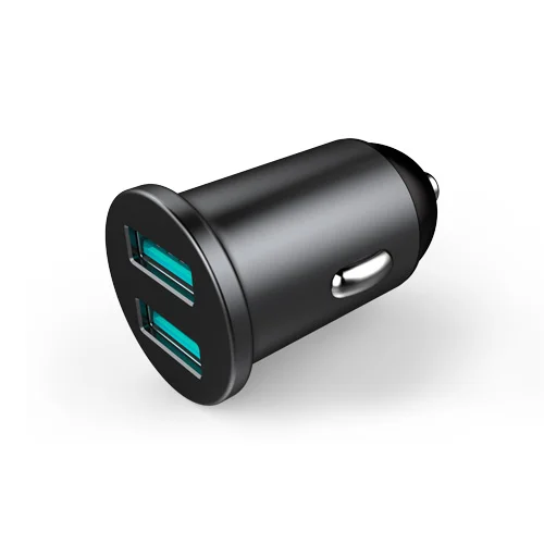 

Hot Sale Aluminum Alloy Car Charger USB Car 12-24V, Black