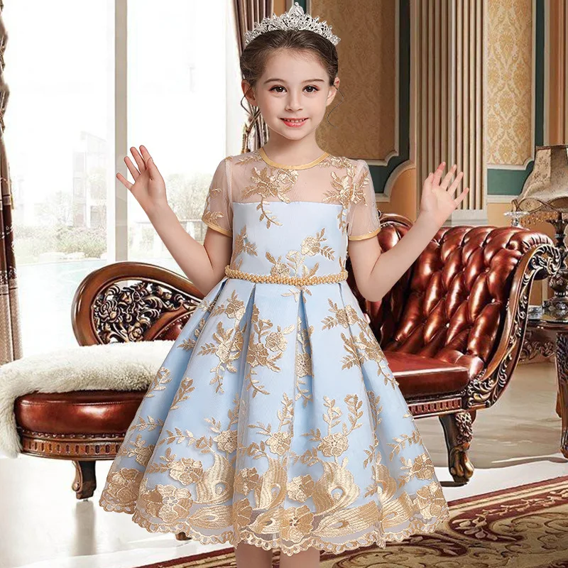 

MQATZ Hot Sale Boutique Children Clothes Flower Girl Party Dress Lace Wedding Ball Gown L5192, 9colors