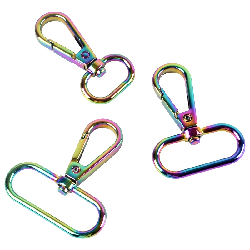 

Wholesale Custom Rainbow Color Dog Hook Metal Swivel Spring Snap Hook For Bags