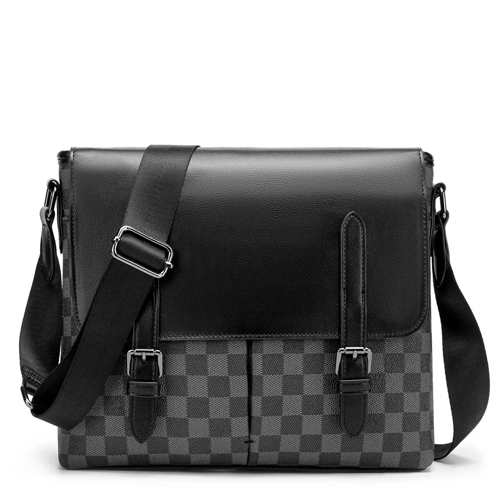 

Fashion Leisure Grid Medium Backpack Shoulder Crossbody Bag Men Luxury, Black