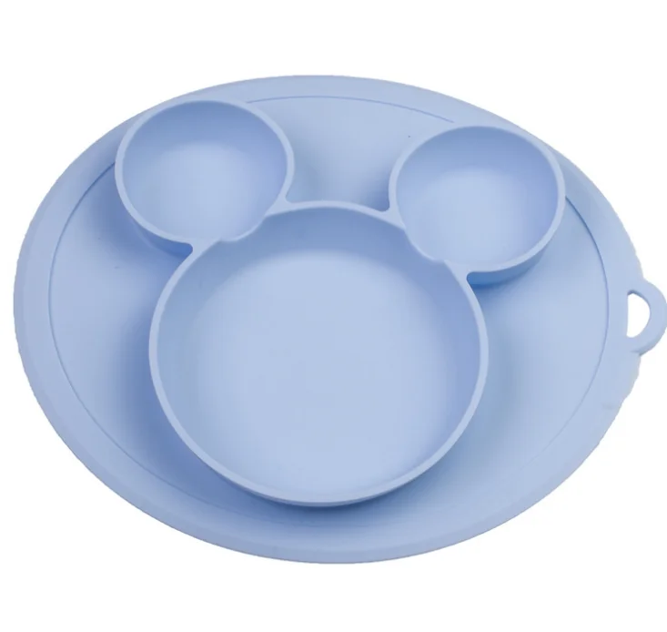 

Hot Sale 100% Food Grade Silicone Mickey Shape Placemat for Children Dinner Placemat Baby Plate Silicone