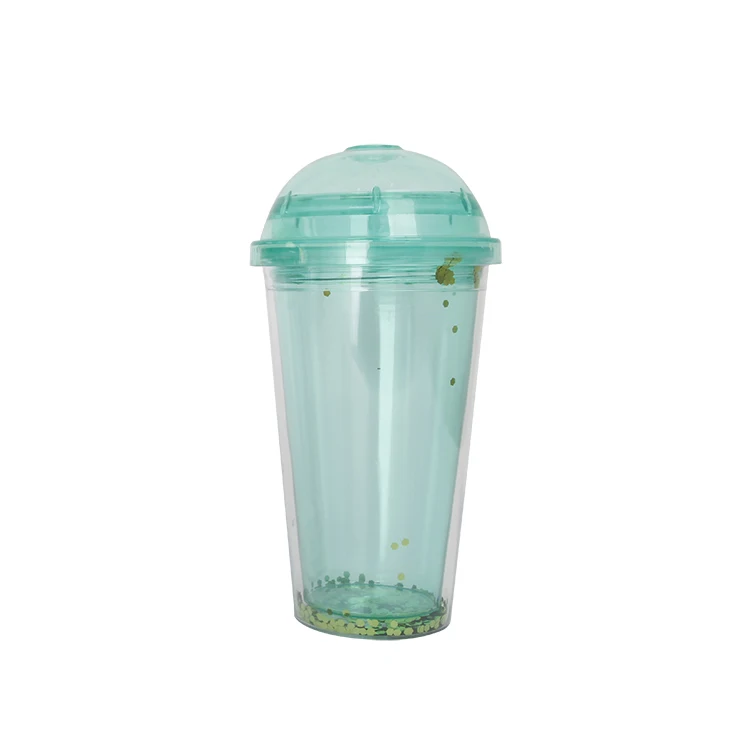 

Hot Sale BPA Free 16oz Double Wall Dome Lid plastic water tumbler Cups with straw, As picture