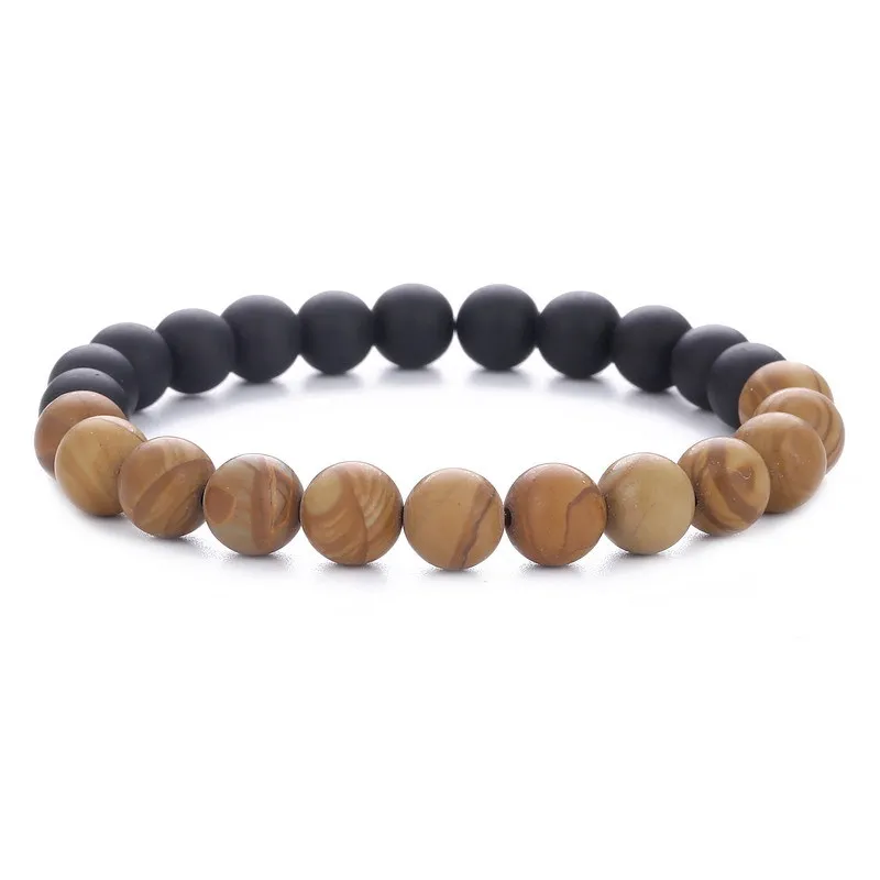 

8MM Men Jewelry Wholesale Handmade Serpenggiante Black Matte Onyx Beads Bracelet For Yoga Prayer, As picture