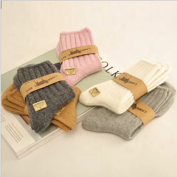 

2021 thick winter knitted warm 100% cashmere bed socks for women