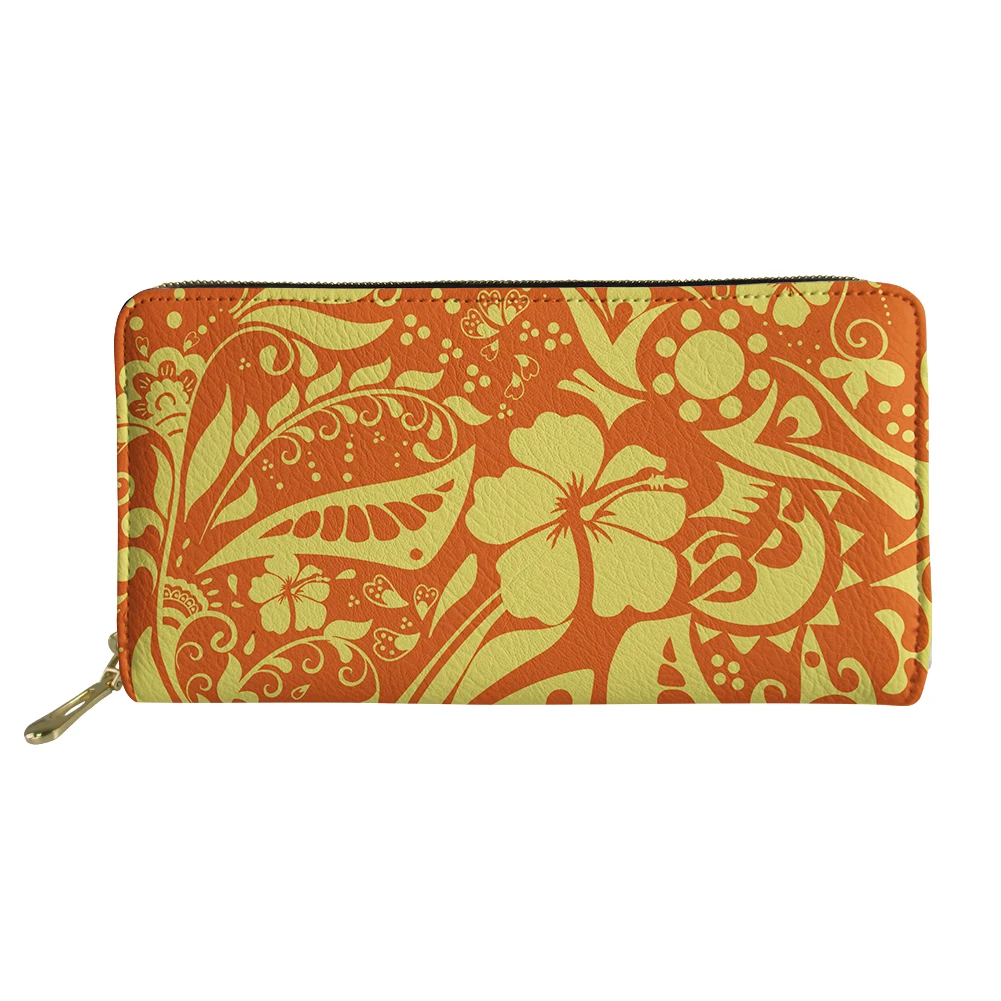 

Pu Leather Female Wallet Red Traditional Polynesian Tribal Printed Wholesale Customized Cheap Wallet Card Holder Women Purses