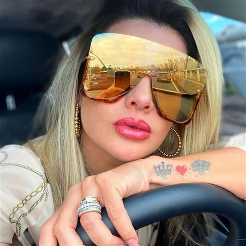

Hot Selling Fashion Women Sun Glasses Oversized Square Rimless Star Rivet Sunglasses, 5 colors