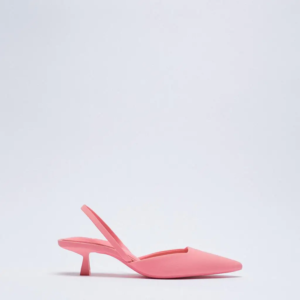

2021 Summer new women's shoes black pink candy color pointed toe slingback high heels, Black, pink, yellow leather