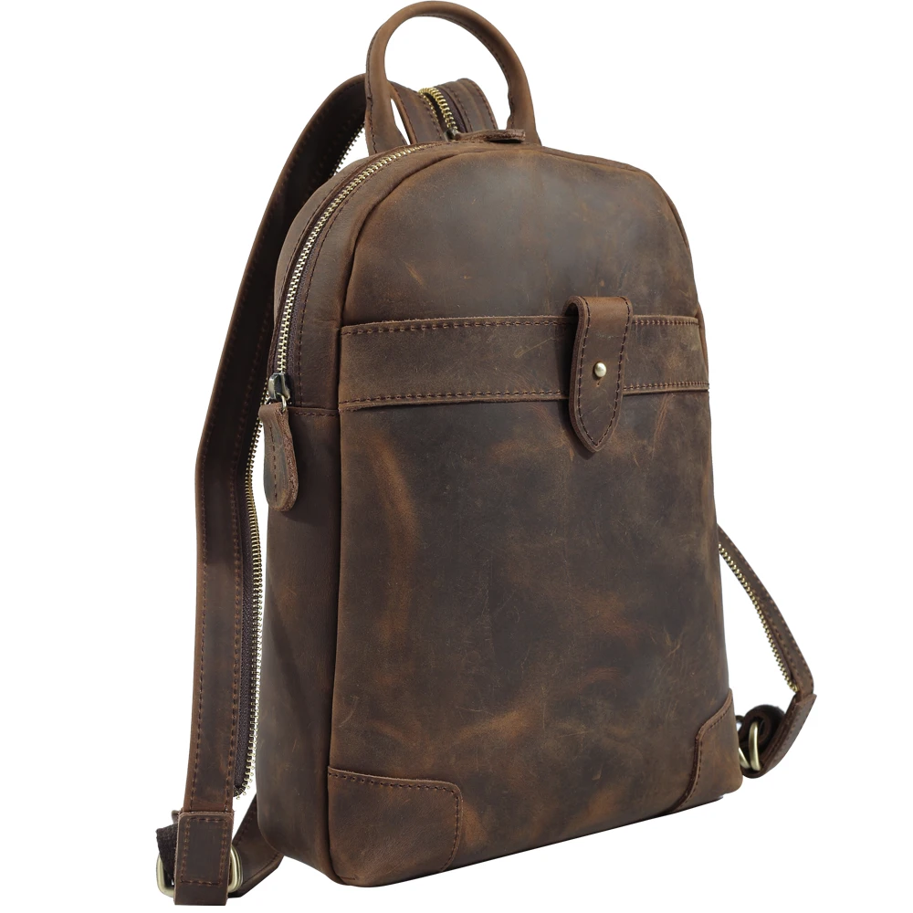 

Tiding Vintage Brown Crazy Horse Leather Backpack Men Casual One Strap Chest Bag Convertible Backpack for Women, Customized color