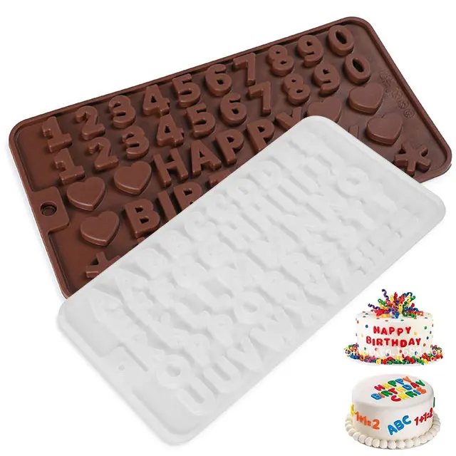 

Alphabet Cake Mould Silicon Number Cake Molds Chocalate Bar Number Ice Cube Mold Silicone, Clear white ,brown,customized color